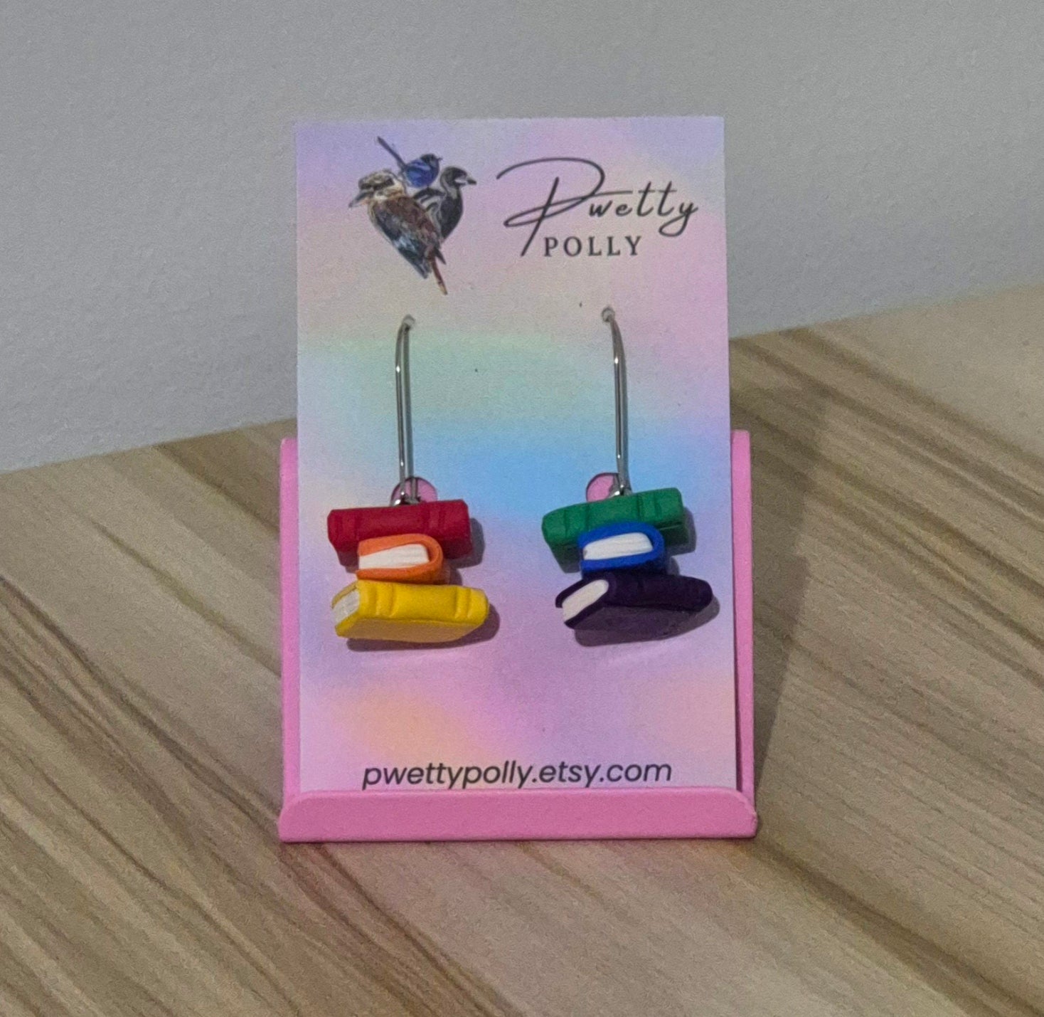 Rainbow Bookstack #2 - Bookish Dangle Earrings