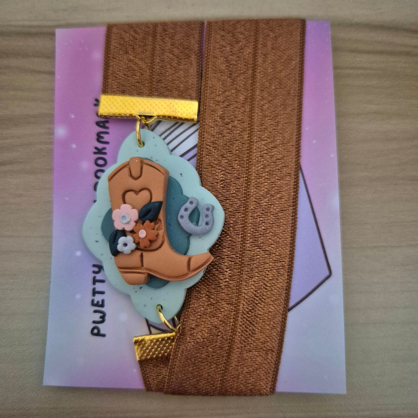 Cowgirl Polymer Clay & Elastic Bookmark