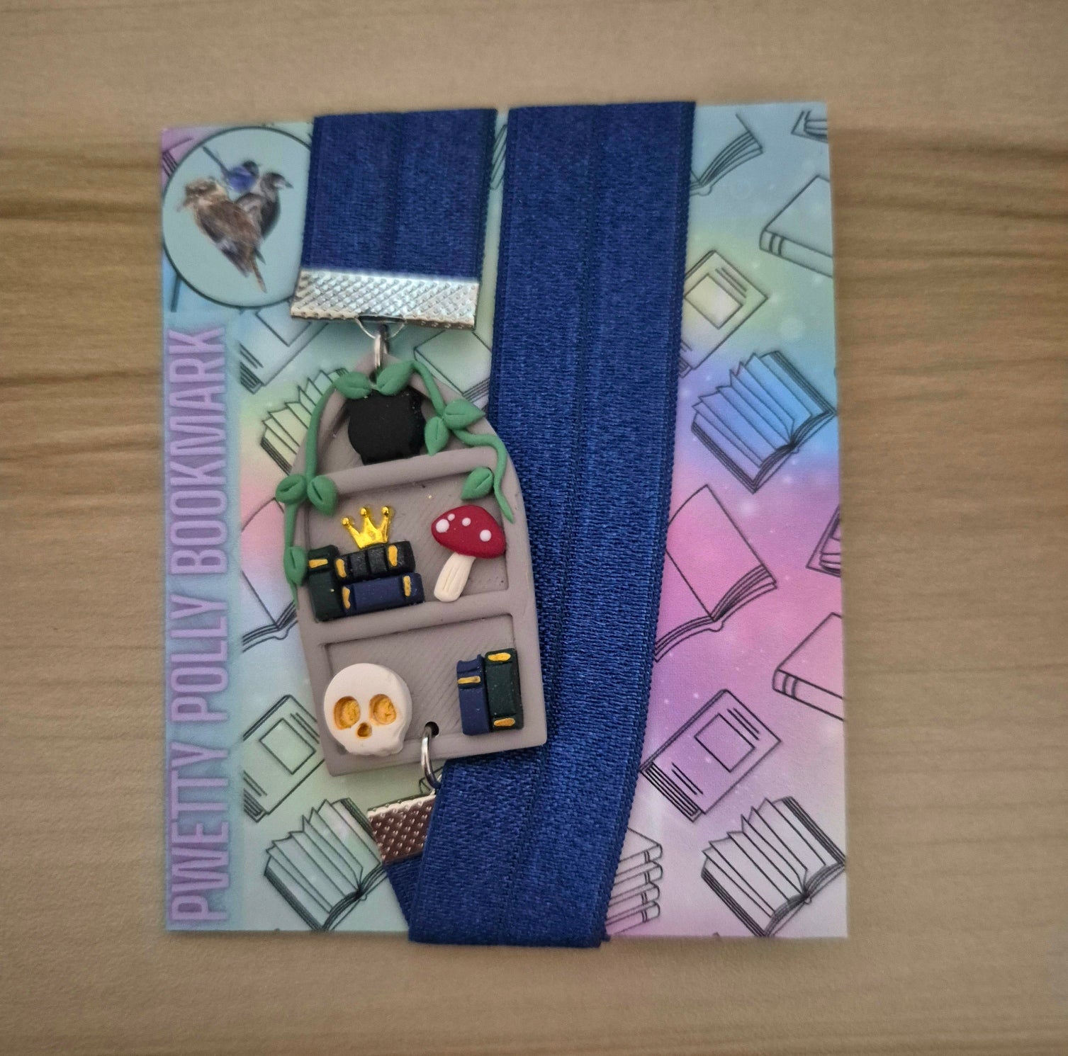 Bookshelf Polymer Clay & Elastic Bookmark