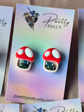 Mushroom Bookshelf - Bookish Dangle Earrings