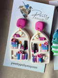 Pink Bookshelf - Bookish Dangle Earrings