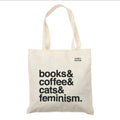 Books & Coffee & Cats & Feminism | Tote Bag